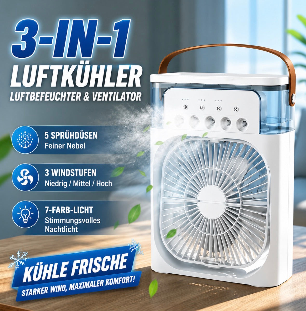 CoolWave™ — Persönliche Mini-Klimaanlage mit Wasserkühlung